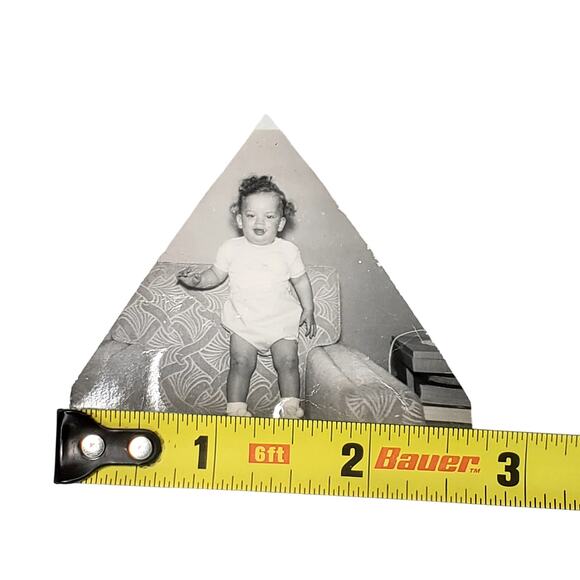Vtg Cute Baby Standing on Sofa Monochrome Photography Found Snapshot - Picture 4 of 4